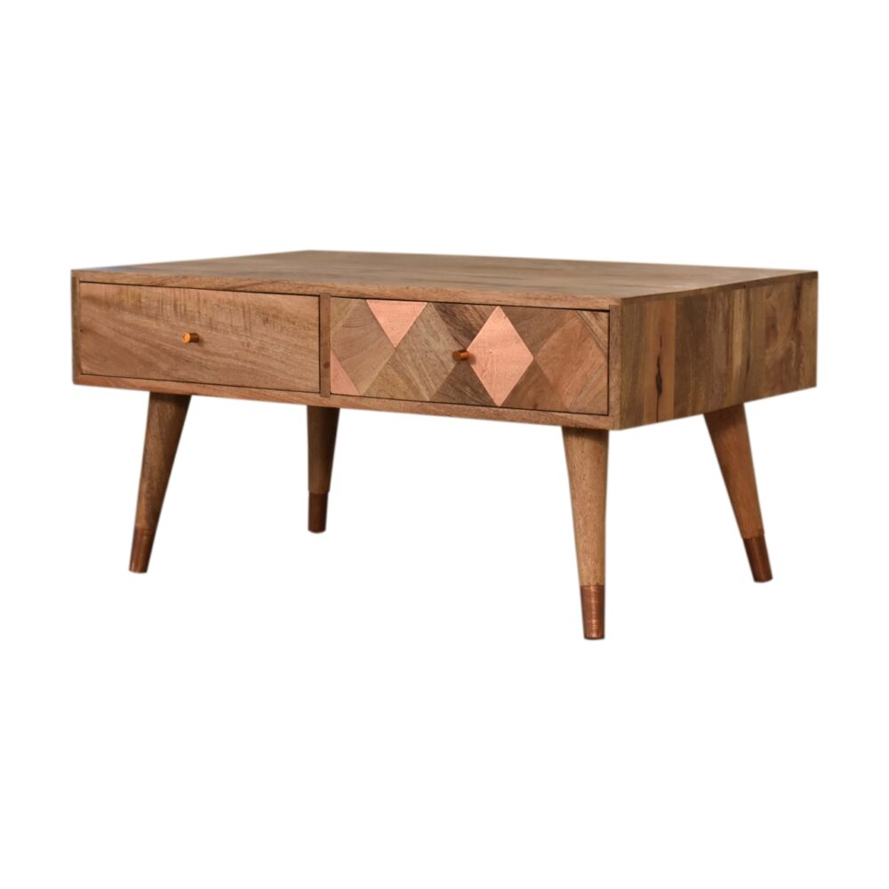 wholesale Oak-ish Copper Inlay Coffee Table for resale