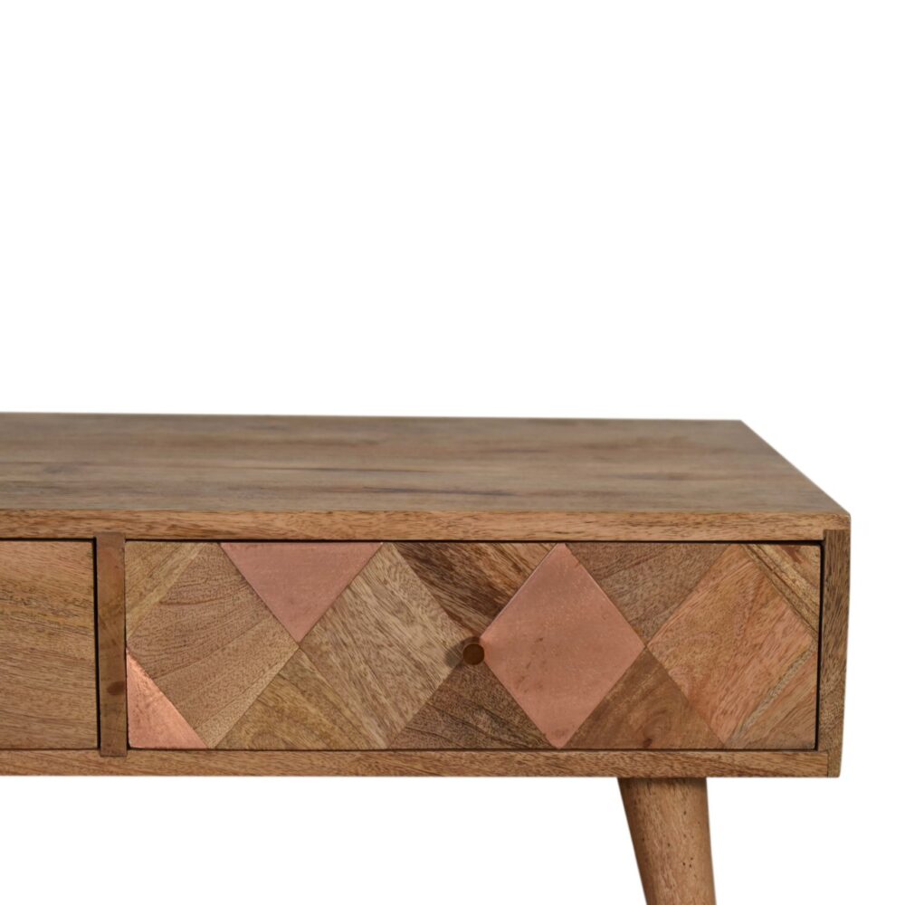 Oak-ish Copper Inlay Coffee Table dropshipping