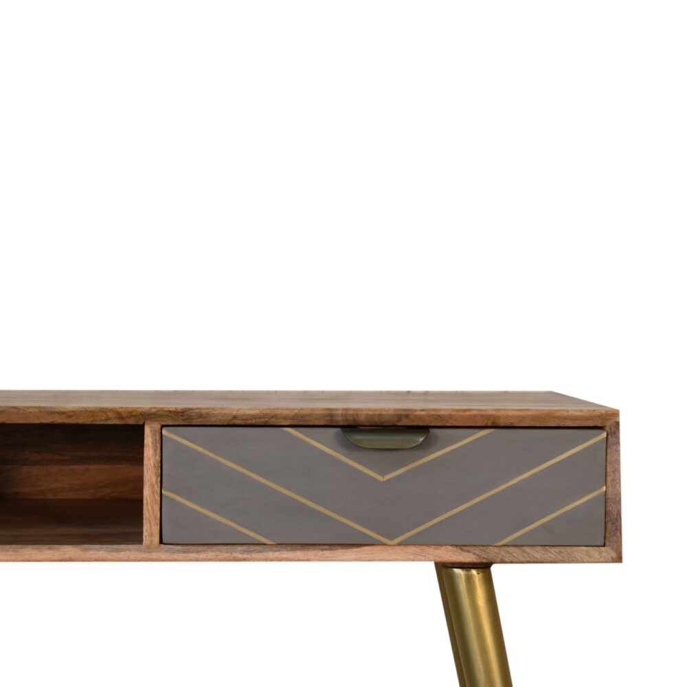 Sleek Cement Brass Inlay Writing Desk with Cable Access dropshipping
