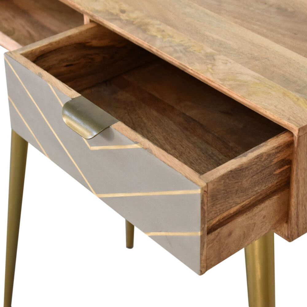 Sleek Cement Brass Inlay Writing Desk with Cable Access for resell