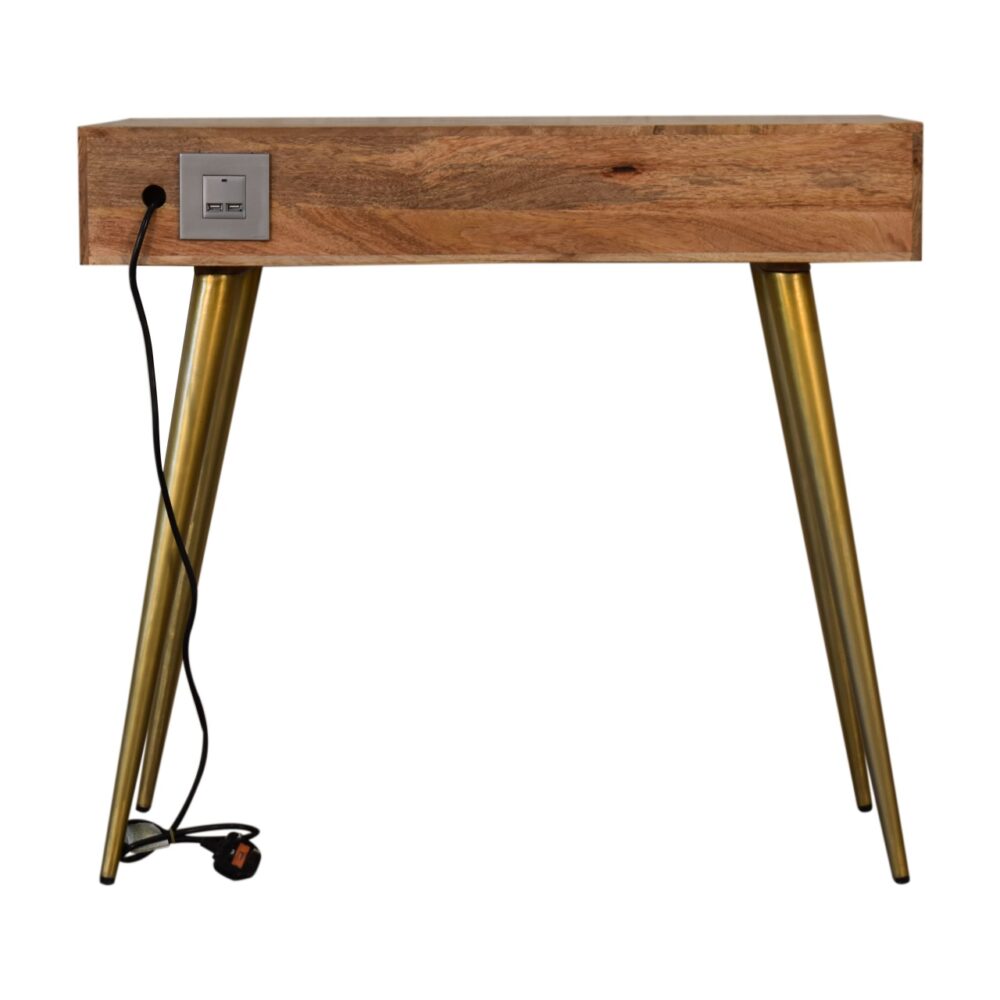 bulk Sleek Cement Brass Inlay Writing Desk with Cable Access for resale