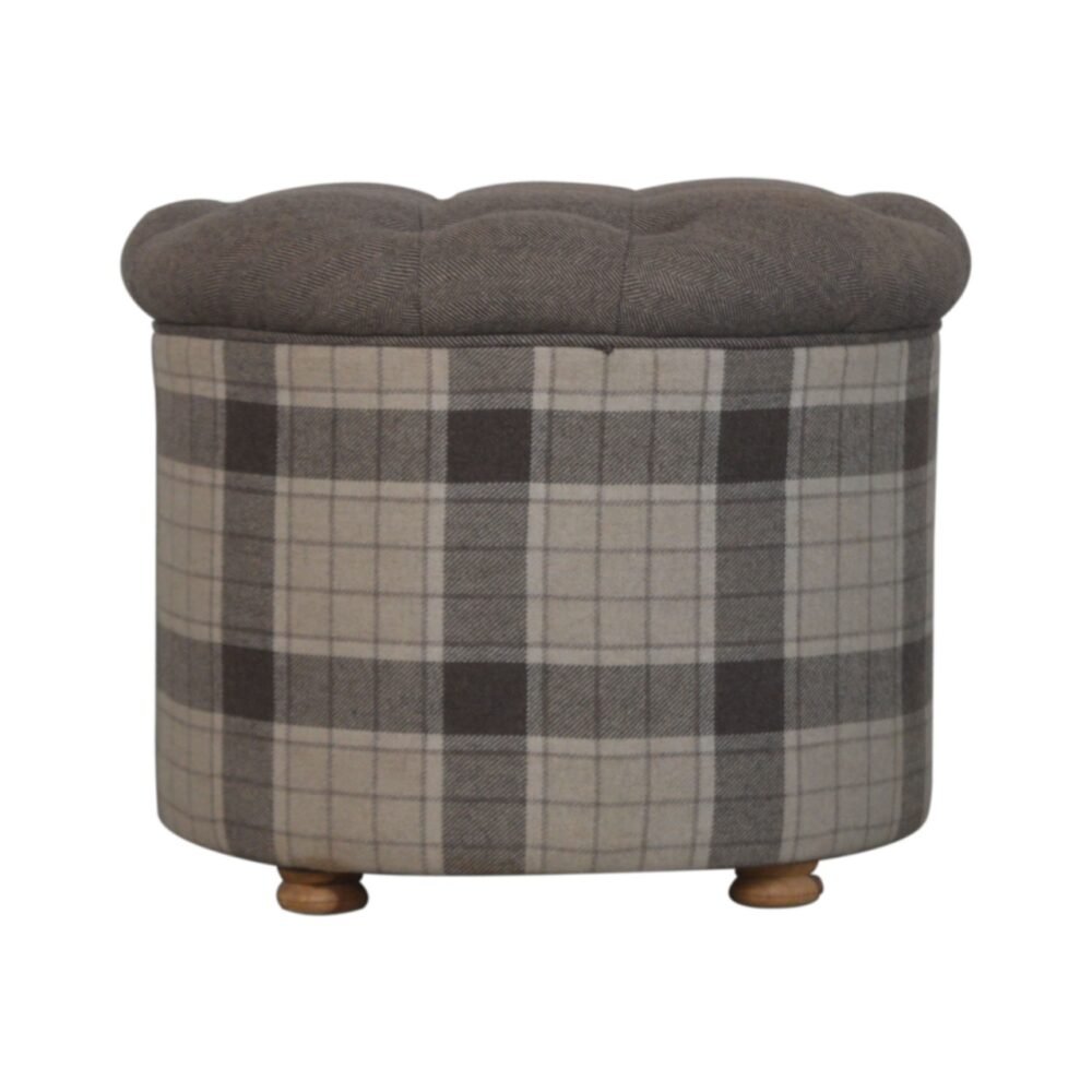 IN1668 - Deep Button Round Checked Footstool wholesalers