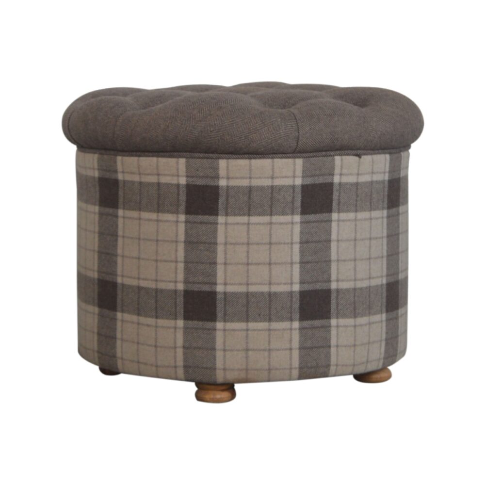 wholesale IN1668 - Deep Button Round Checked Footstool for resale