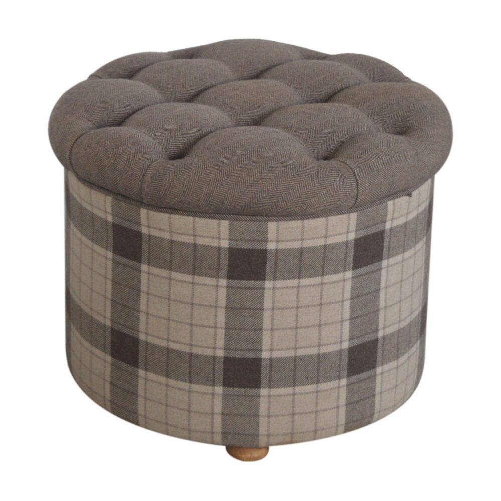 wholesale IN1668 - Deep Button Round Checked Footstool for resale