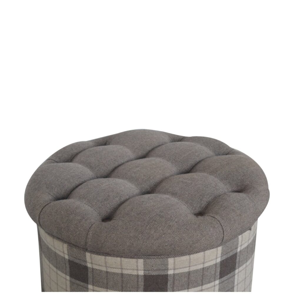 IN1668 - Deep Button Round Checked Footstool for wholesale