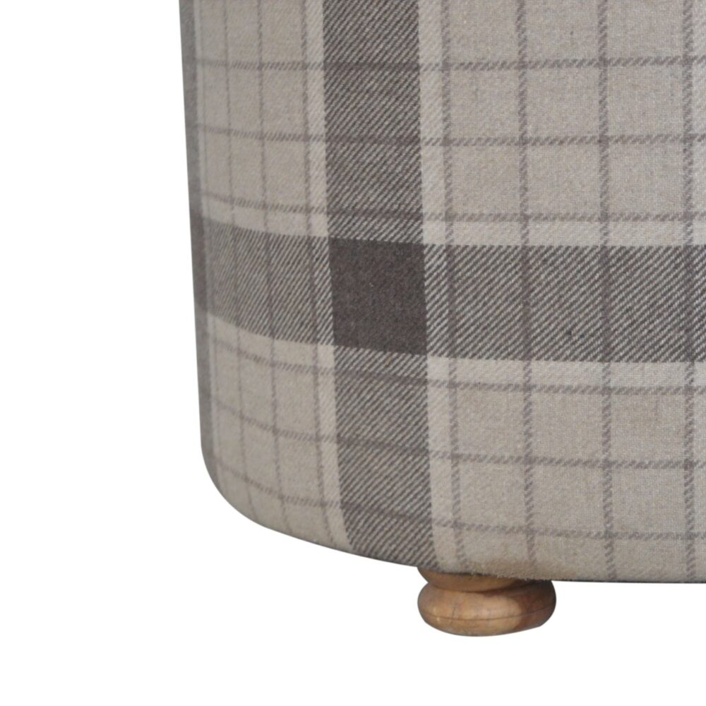 bulk IN1668 - Deep Button Round Checked Footstool for resale
