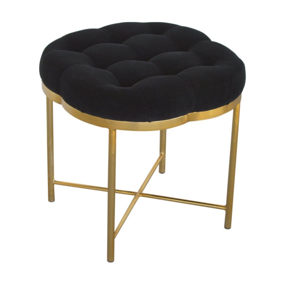 wholesale Clover Black Velvet Footstool for resale