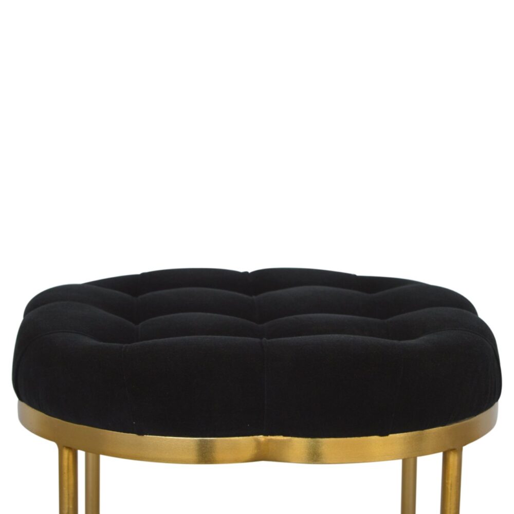 Clover Black Velvet Footstool for resell