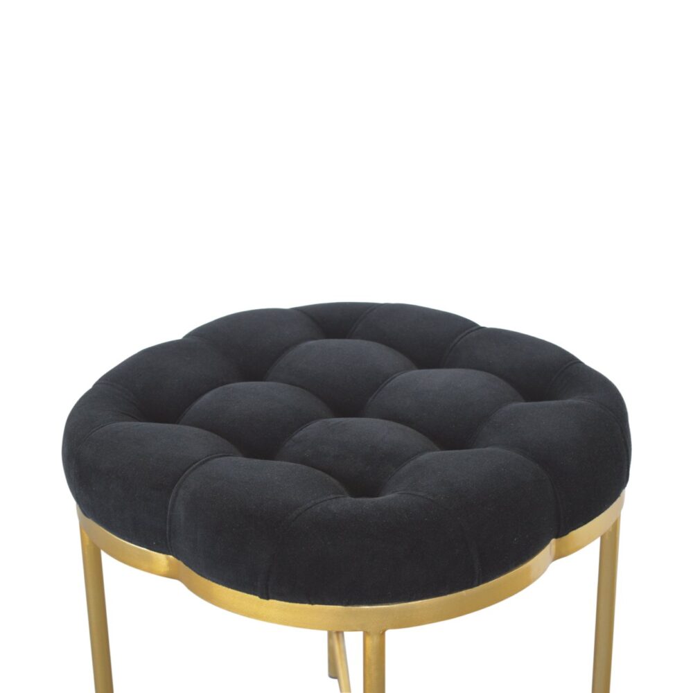 Clover Black Velvet Footstool for reselling