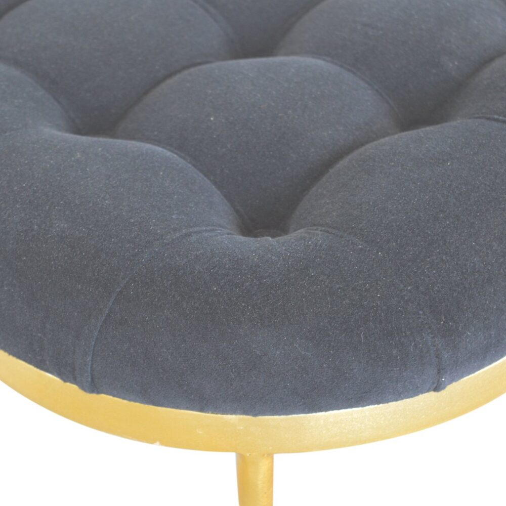 Clover Black Velvet Footstool for wholesale