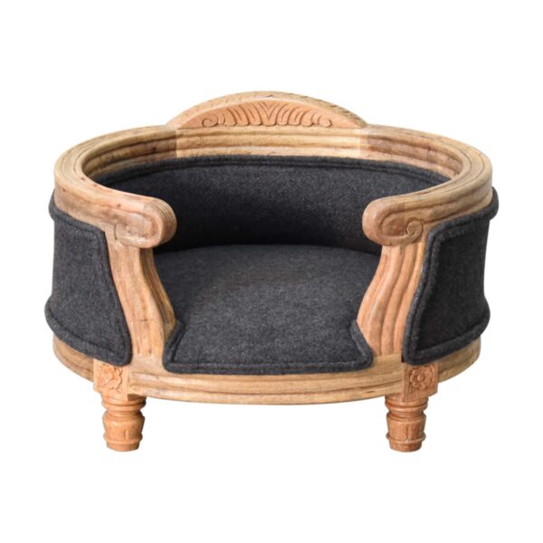 Carved Battleship Tweed Pet Bed for resale