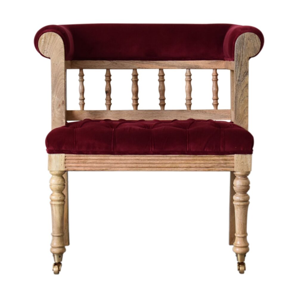 Wine Red Mini Deep Button Hallway Bench for resale
