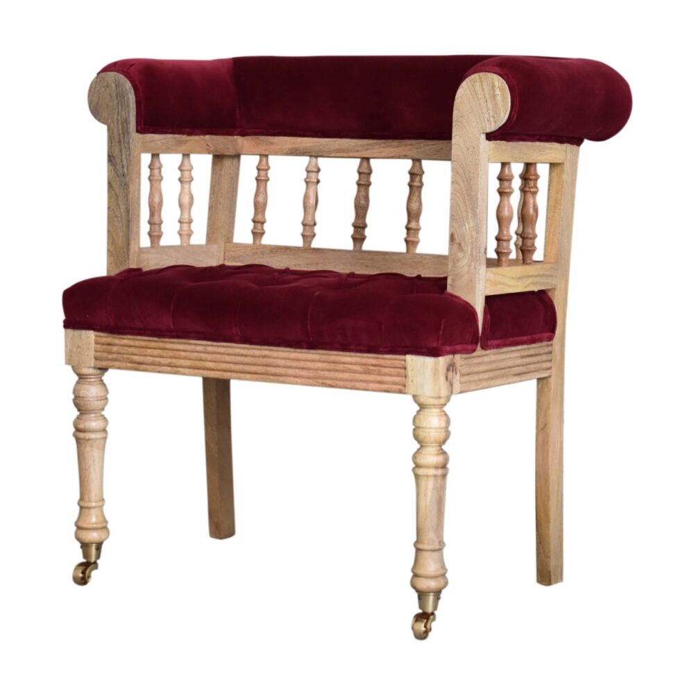 Wine Red Mini Deep Button Hallway Bench dropshipping