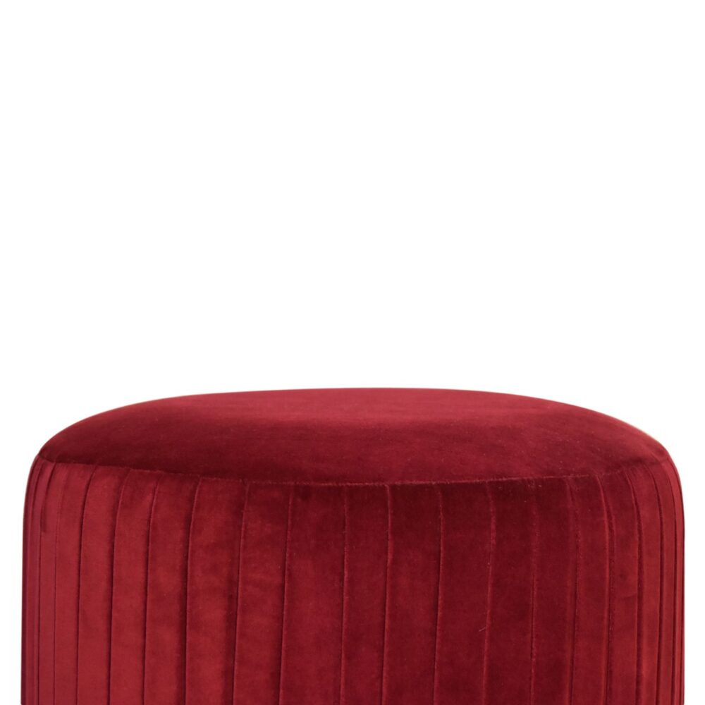 Wine Red Cotton Velvet Pleated Footstool with Gold Base dropshipping