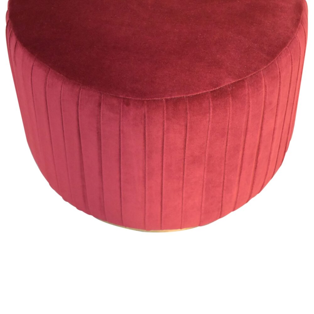 Wine Red Cotton Velvet Pleated Footstool with Gold Base for resell