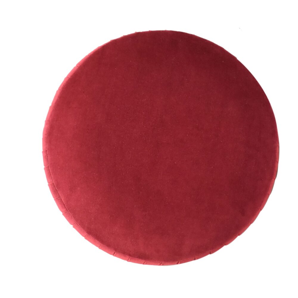 Wine Red Cotton Velvet Pleated Footstool with Gold Base for reselling