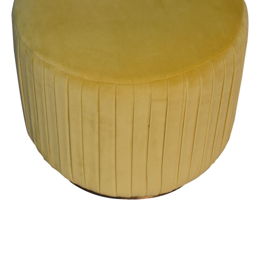 wholesale Mustard Cotton Velvet Pleated Footstool with Gold Base for resale