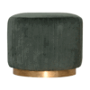 bulk Emerald Green Cotton Velvet Pleated Footstool with Gold Base for resale