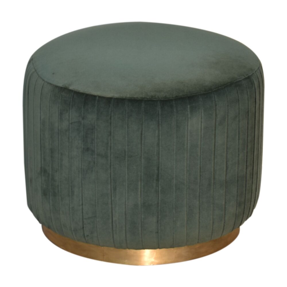 Emerald Green Cotton Velvet Pleated Footstool with Gold Base wholesalers