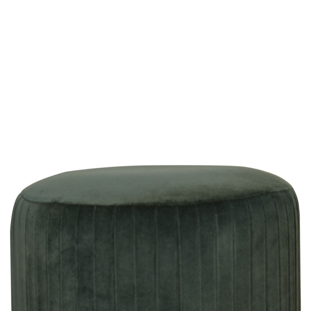 Emerald Green Cotton Velvet Pleated Footstool with Gold Base dropshipping