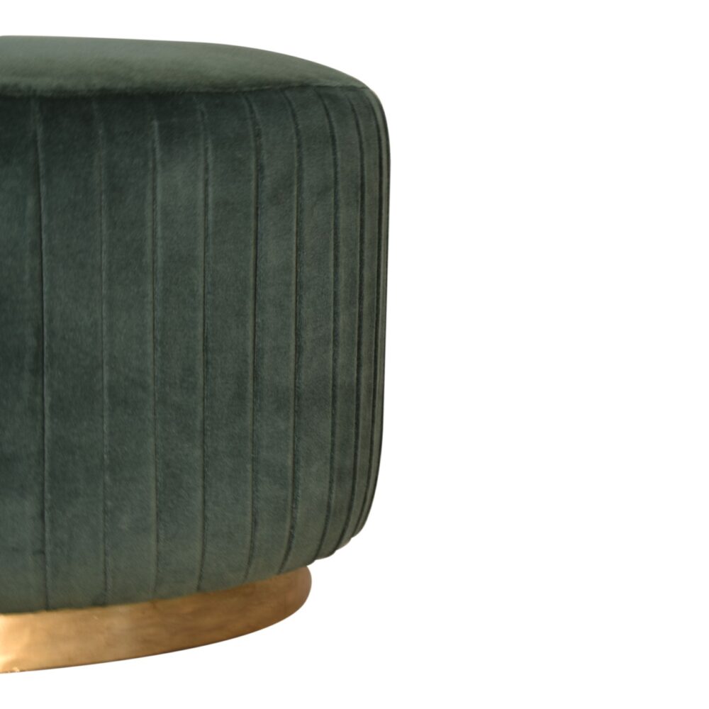 wholesale Emerald Green Cotton Velvet Pleated Footstool with Gold Base for resale