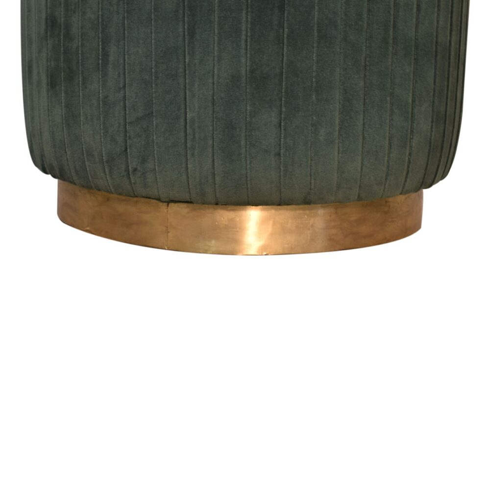 Emerald Green Cotton Velvet Pleated Footstool with Gold Base for resell