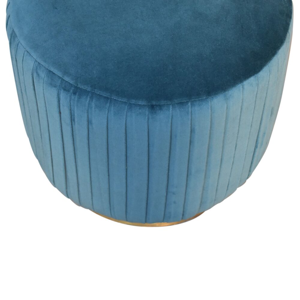 wholesale Teal Cotton Velvet Pleated Footstool with Gold Base for resale