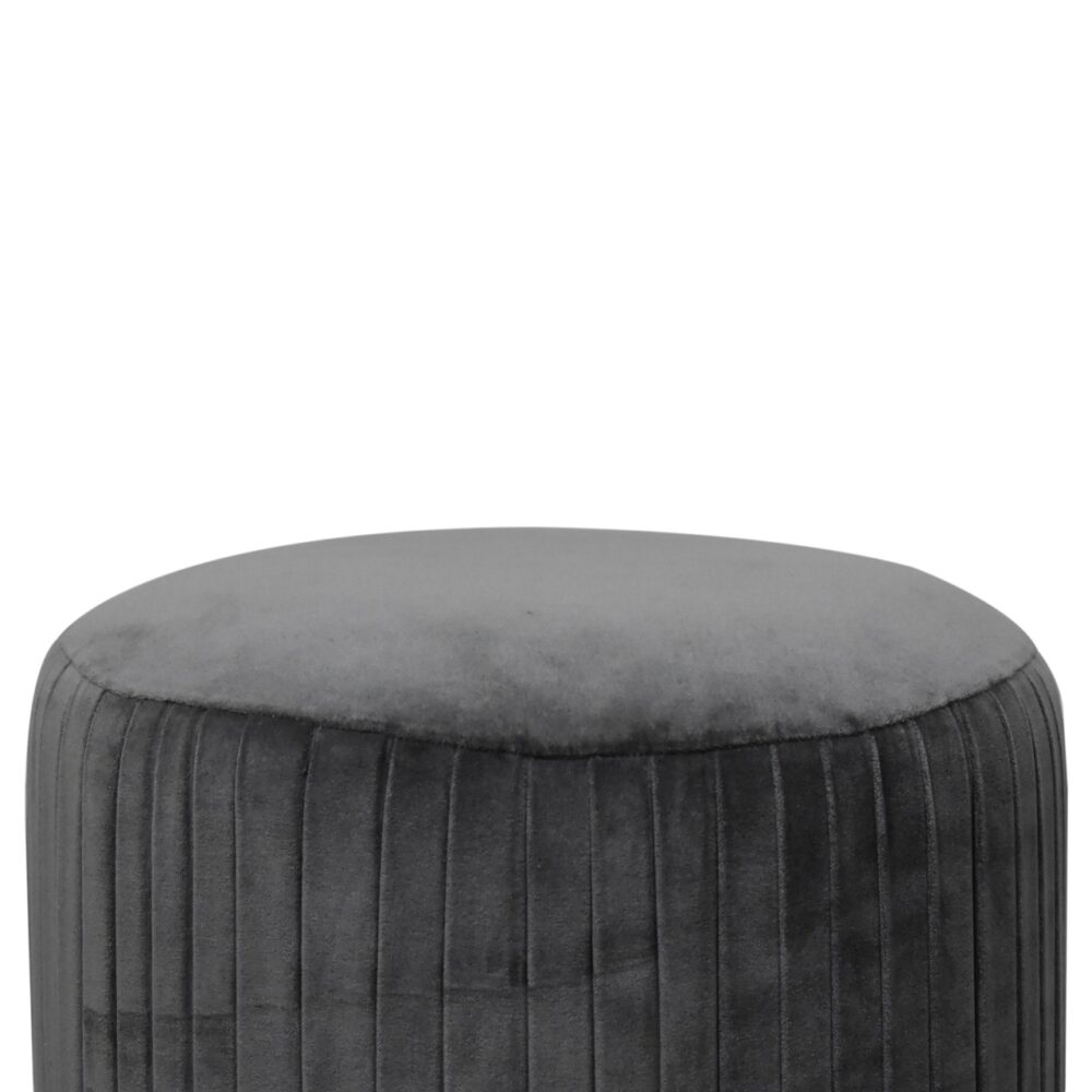 wholesale Grey Cotton Velvet Pleated Footstool with Gold Base for resale