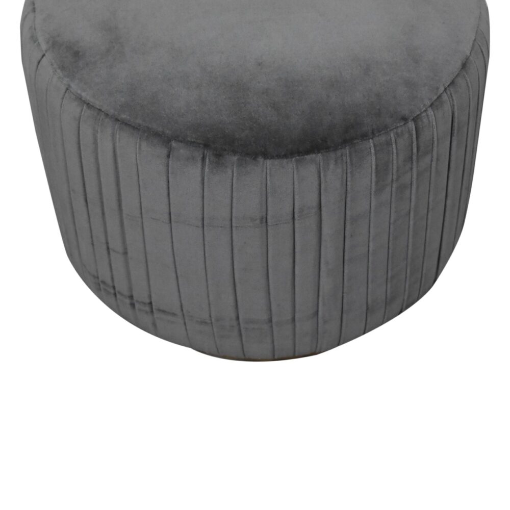 Grey Cotton Velvet Pleated Footstool with Gold Base for resell