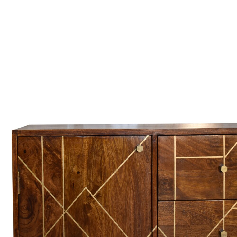 Chestnut Gold Inlay Abstract Sideboard dropshipping