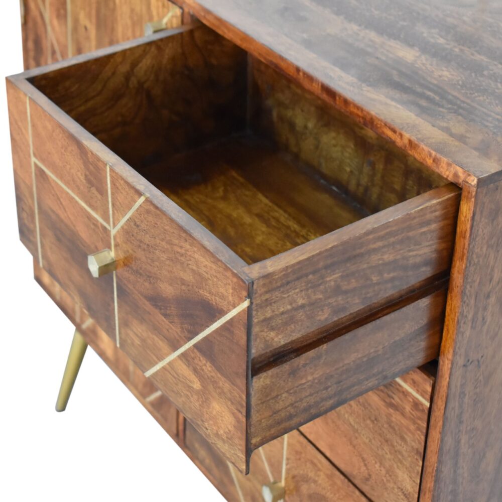 Chestnut Gold Inlay Abstract Sideboard for resell