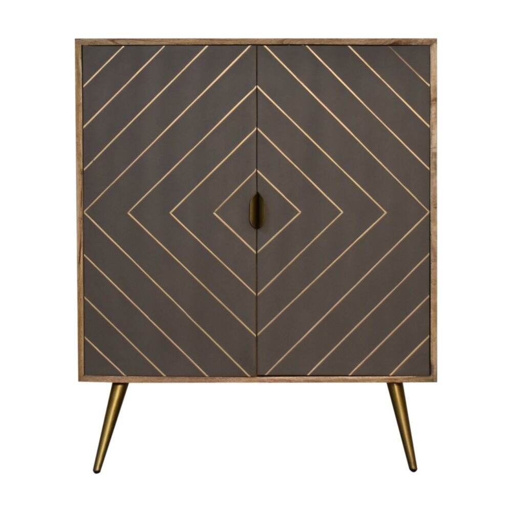 Sleek Cement Brass Inlay Cabinet for resale
