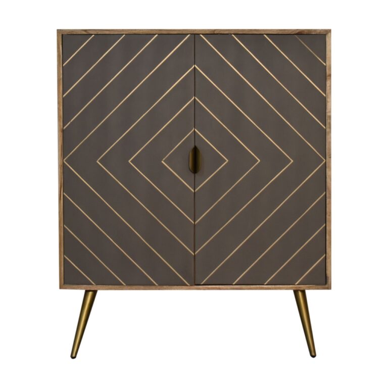 Sleek Cement Brass Inlay Cabinet for resale