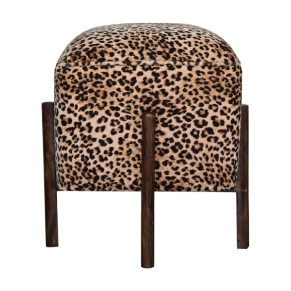 Leopard Print Footstool with Solid Wood Legs for resale