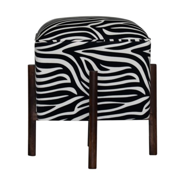Zebra Print Footstool with Solid Wood Legs for resale