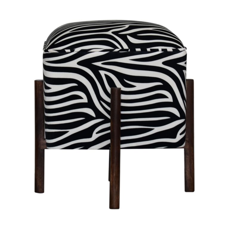 Zebra Print Footstool with Solid Wood Legs for resale