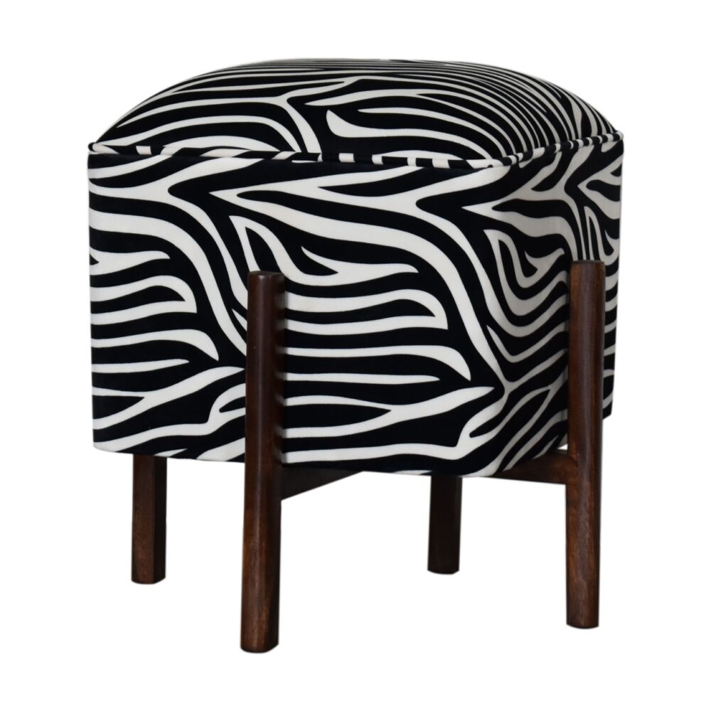 Zebra Print Footstool with Solid Wood Legs wholesalers