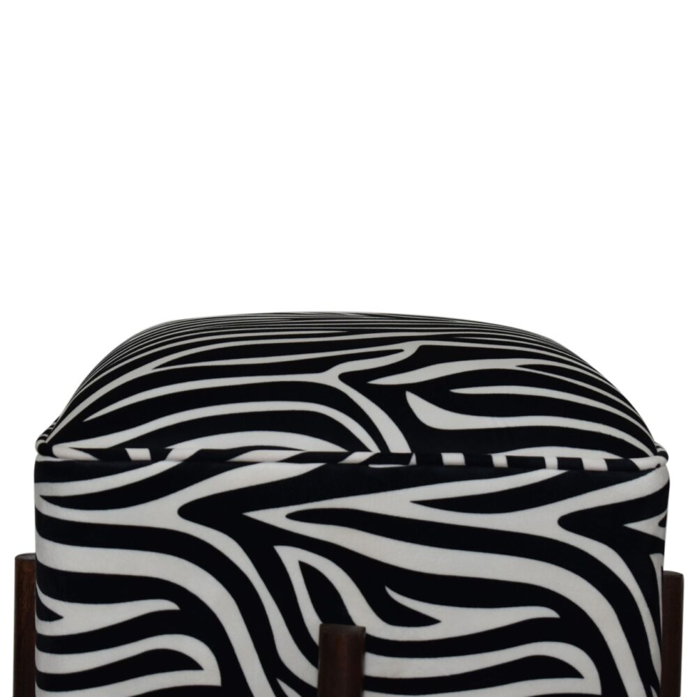 Zebra Print Footstool with Solid Wood Legs dropshipping