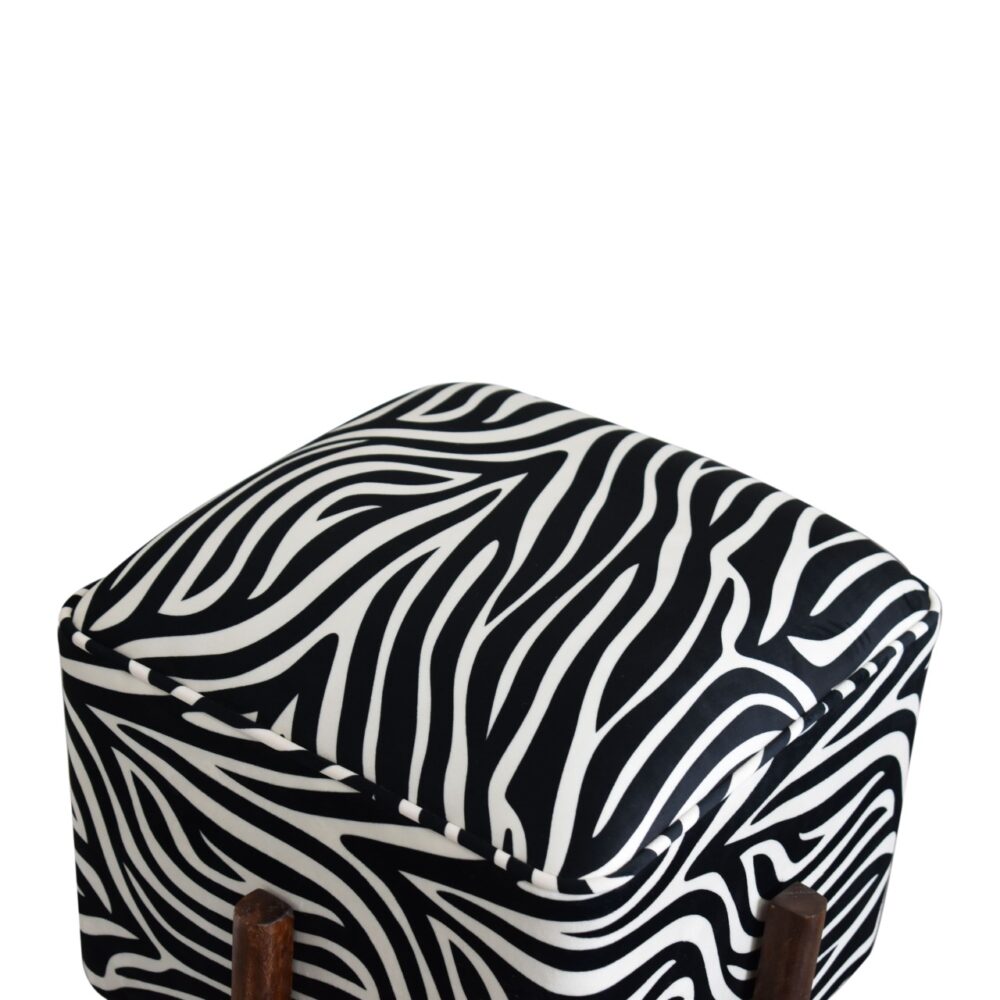 wholesale Zebra Print Footstool with Solid Wood Legs for resale