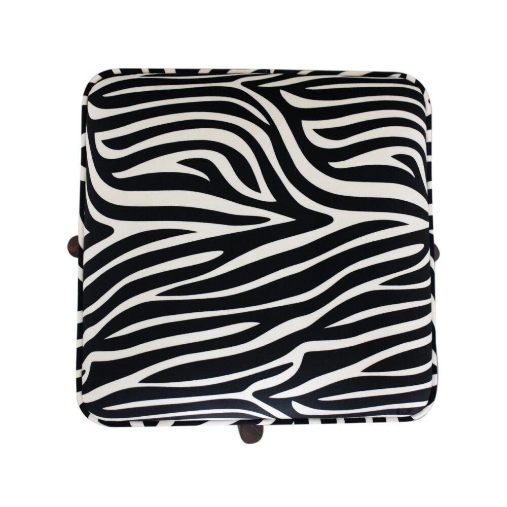 Zebra Print Footstool with Solid Wood Legs for resell