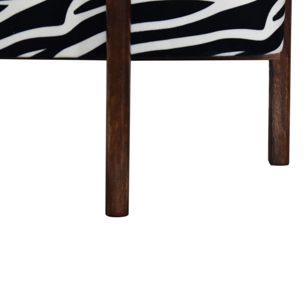 Zebra Print Footstool with Solid Wood Legs for wholesale