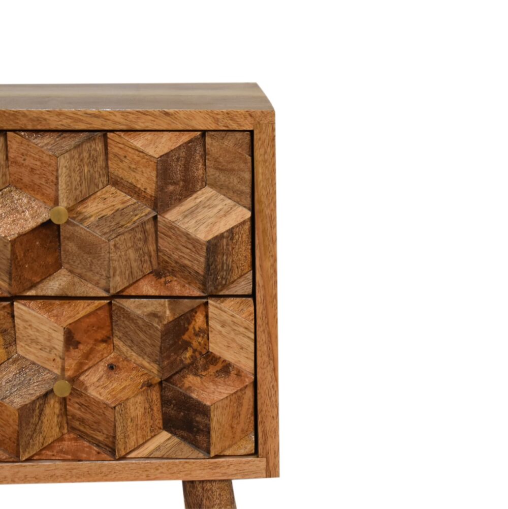 Mini Cube Carved 2 Drawer Bedside dropshipping