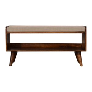 Nordic Chestnut Finish Storage Bench with Seat Pad for resale