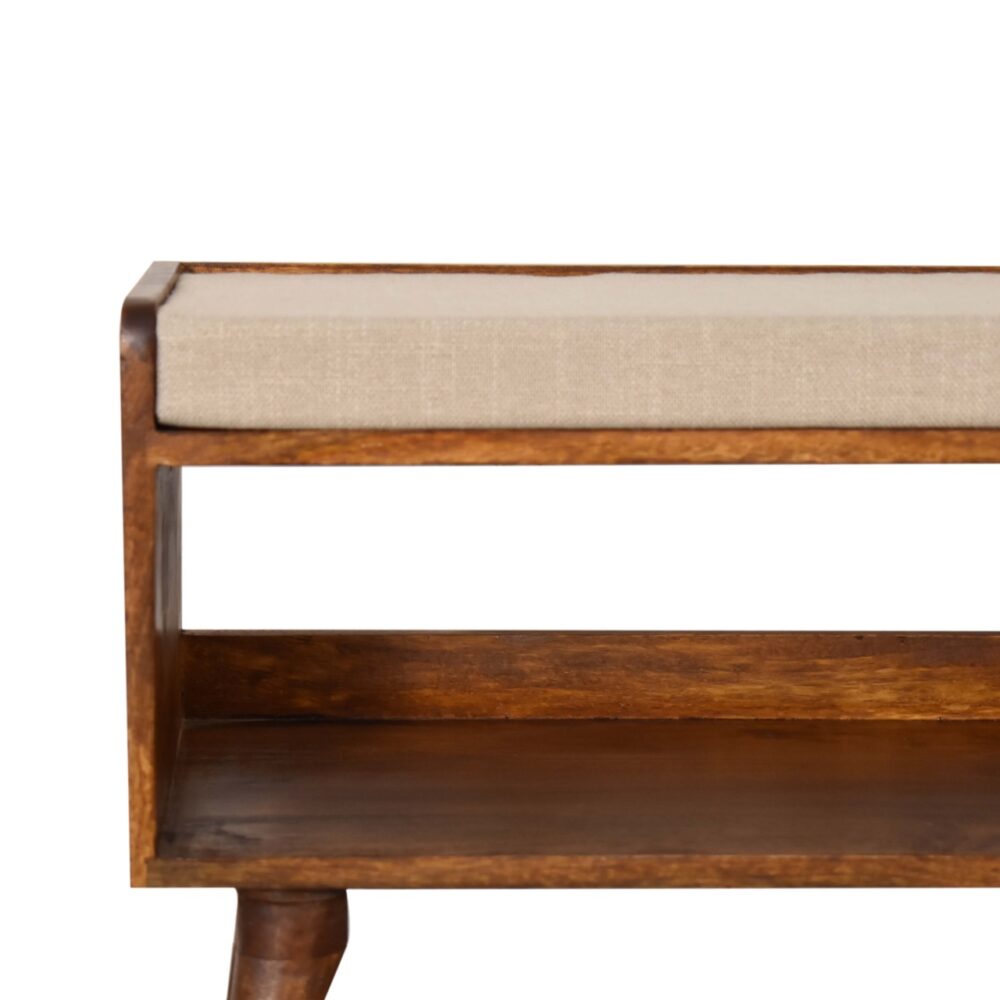 Nordic Chestnut Finish Storage Bench with Seat Pad dropshipping