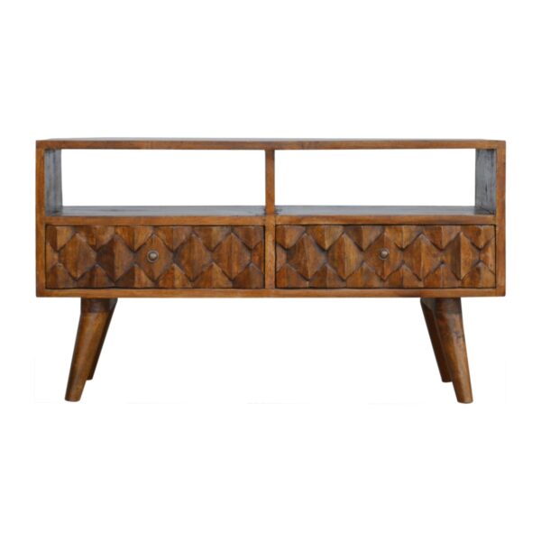 Chestnut Pineapple Carved Media Unit for resale