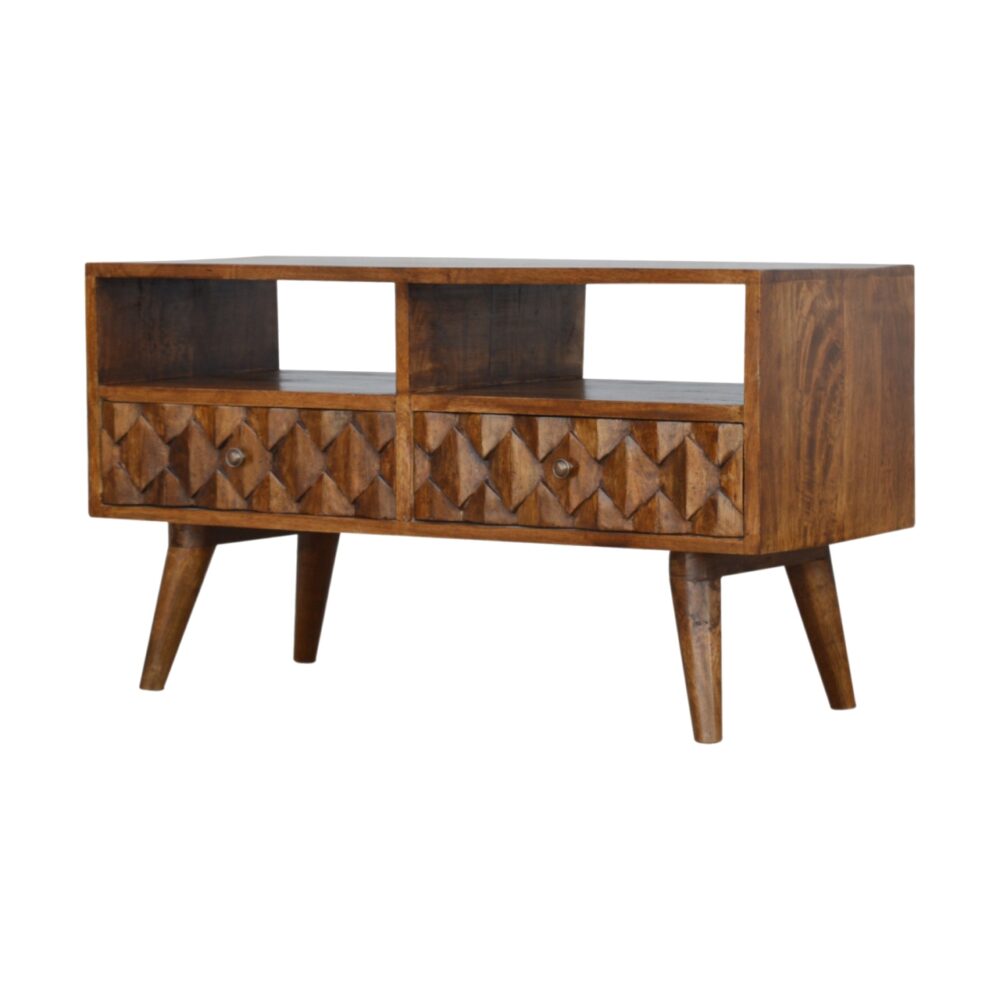 Chestnut Pineapple Carved Media Unit wholesalers