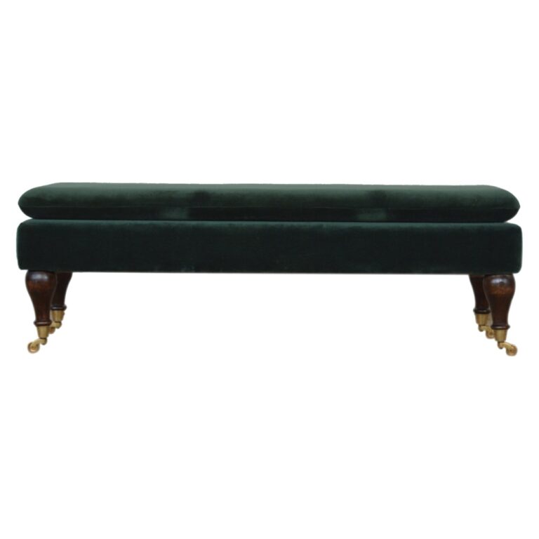 Green Velvet Bench with Castor Legs for resale