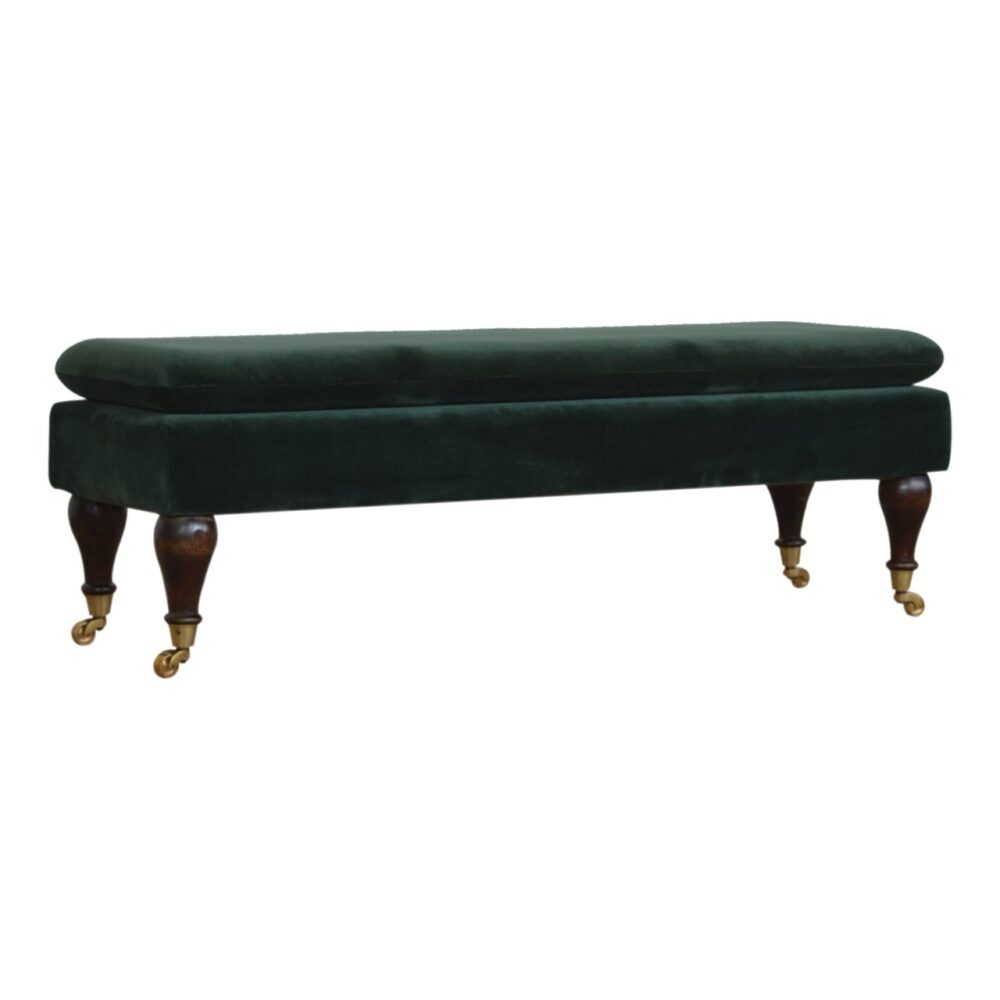 wholesale Green Velvet Bench with Castor Legs for resale