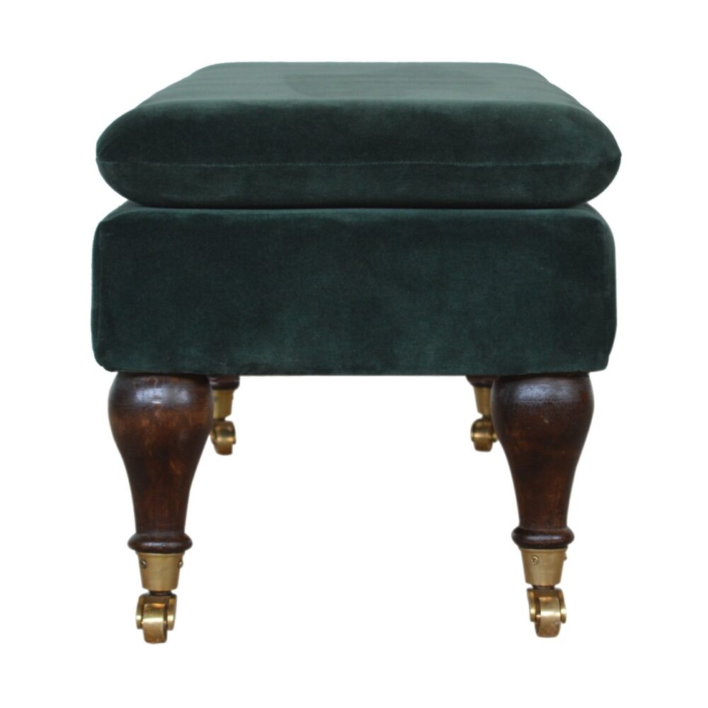 bulk Green Velvet Bench with Castor Legs for resale