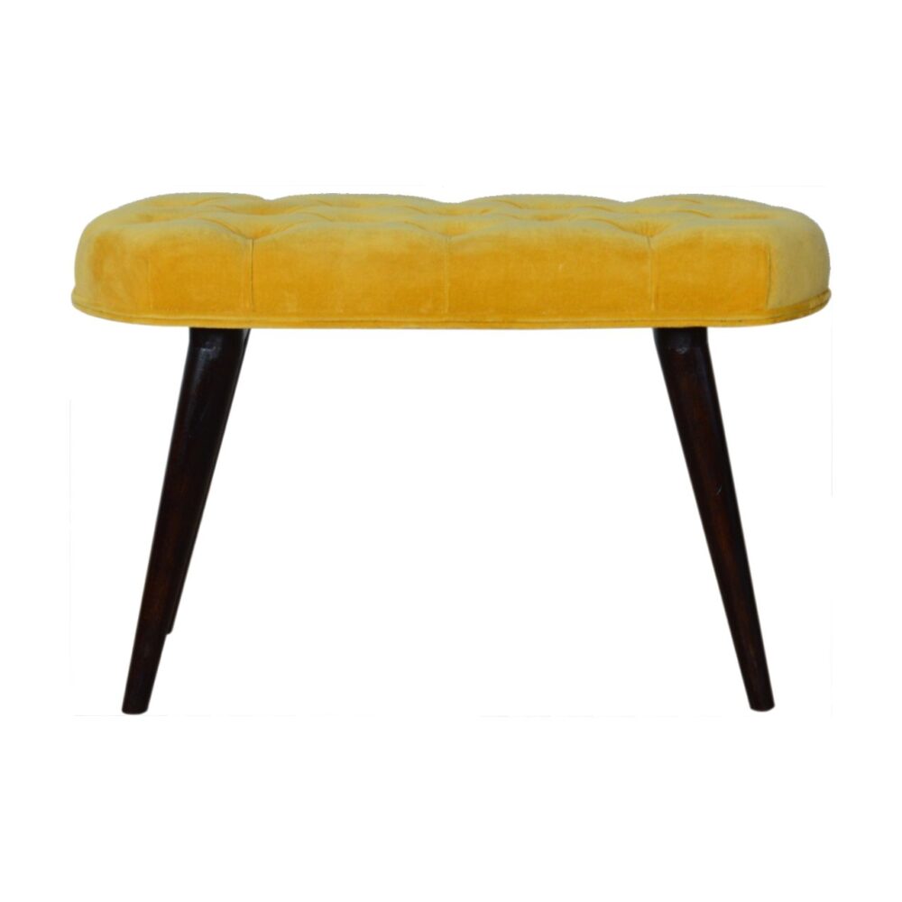 Mustard Cotton Velvet Deep Button Bench for resale